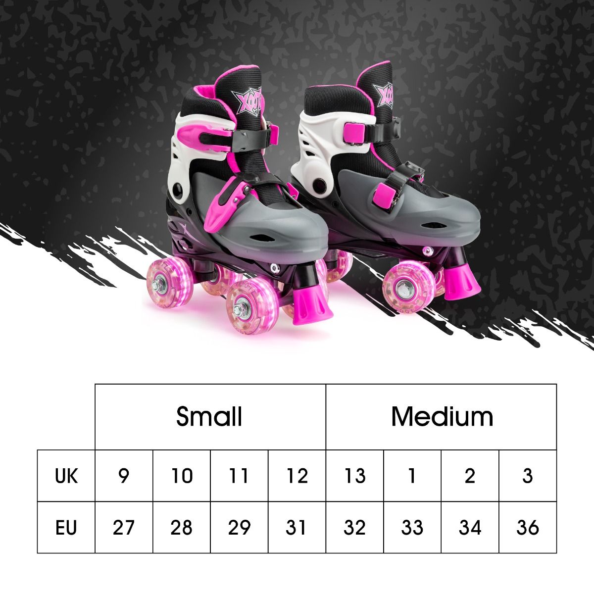 LED Roller Skates, Adjustable Quad Skates - Pink