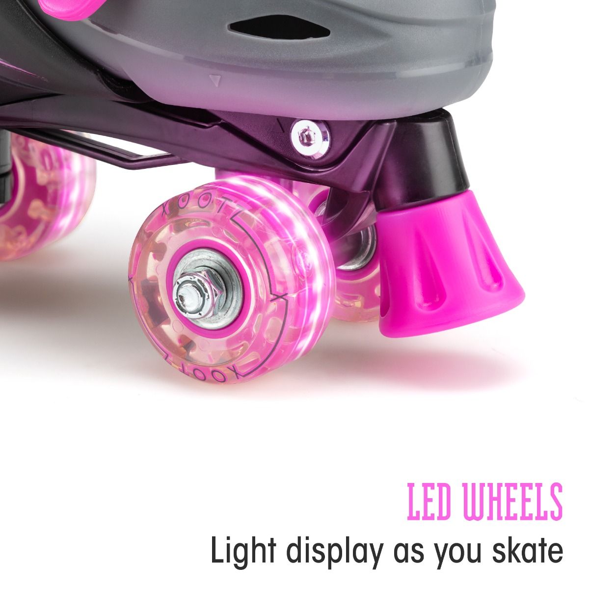 LED Roller Skates, Adjustable Quad Skates - Pink