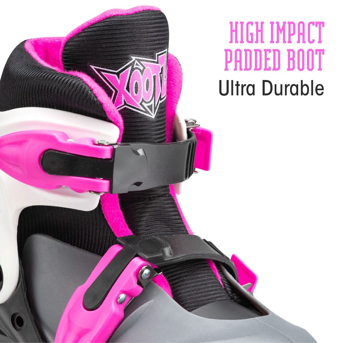 LED Roller Skates, Adjustable Quad Skates - Pink