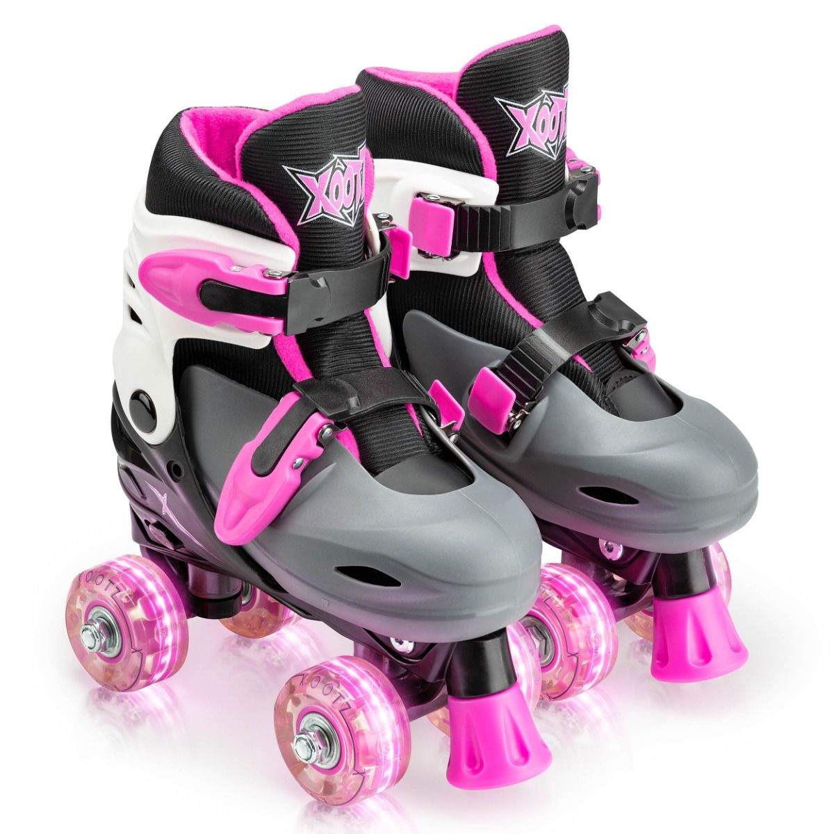 LED Roller Skates, Adjustable Quad Skates - Pink